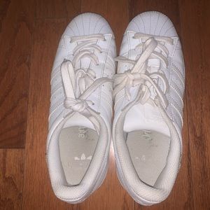 Kids Adidas All- White Superstars